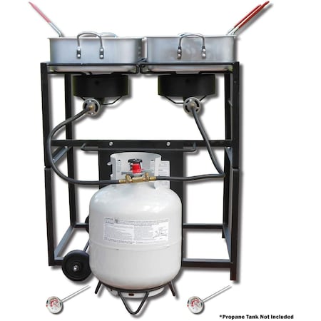 King Kooker Outdoor Cooker, 30" Dual Cart, 54K BTU per burner 6217